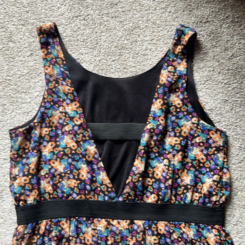 Xhilaration Sleeveless Floral Dress XL Black Orange Blue Purple Flowers Keyhole - Picture 7 of 15